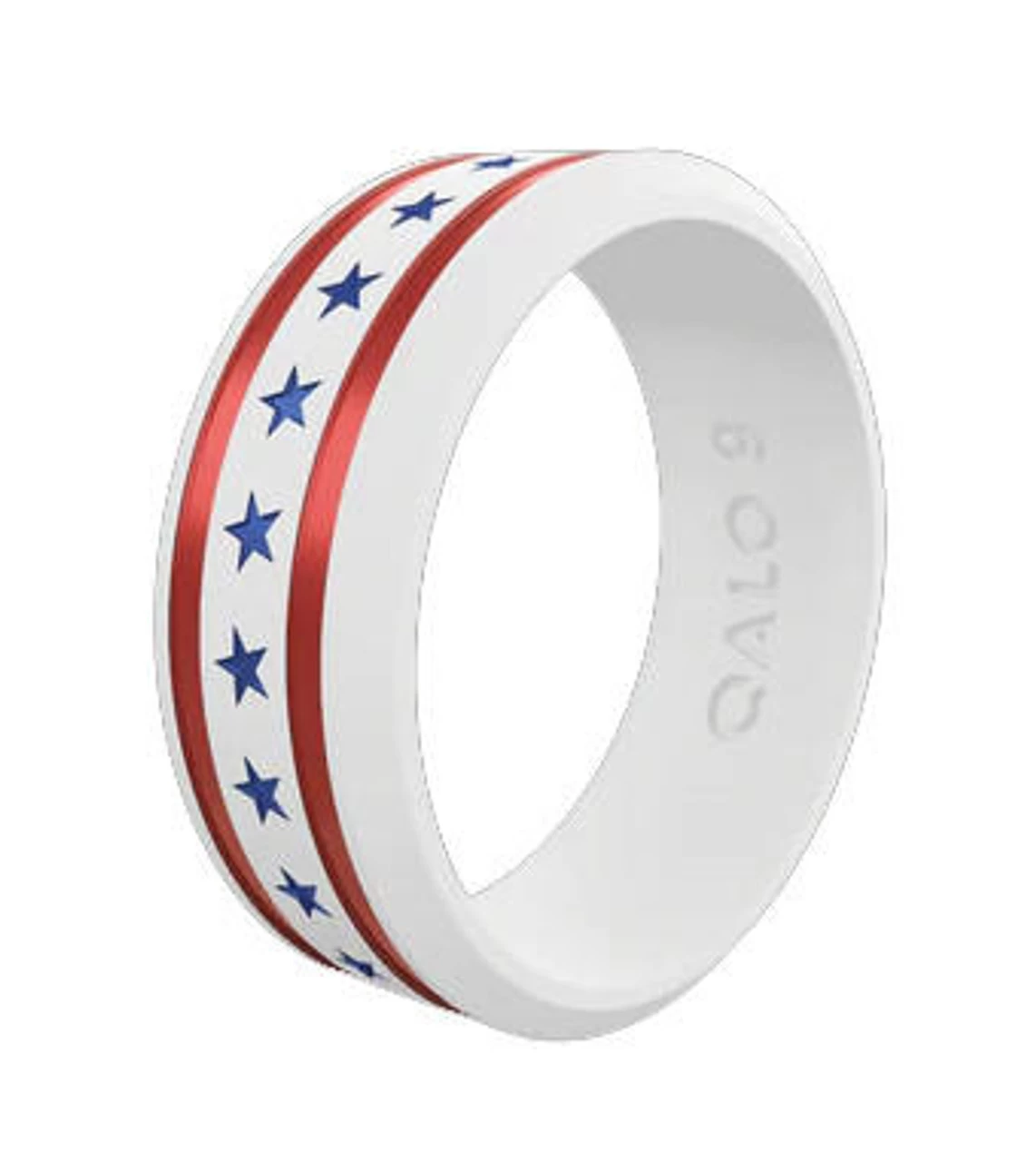QALO Folds Of Honor Unisex White Stars And Stripes Modern Ring 3 QALO Folds Of Honor Unisex White Stars And Stripes Modern Ring