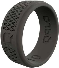 Qalo Men's Crosshatch Dark Grey Q2X Silicone Ring